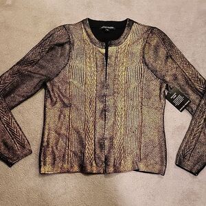 Nwt Boston Proper Women's Black Gold Foil  Sweater Sz Med